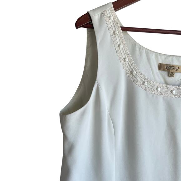 Kasper Women Top 18 Ivory Decorative Bodice Career Layering Professional Neutral - Picture 7 of 11